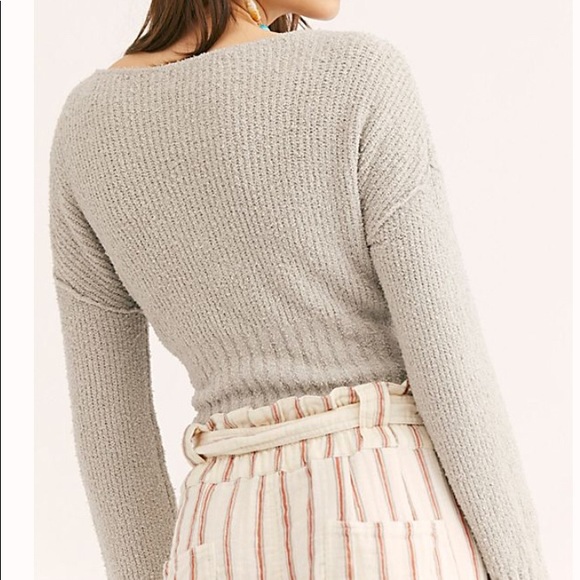 New Free People Gray Sensual Wrap Sweater - Picture 3 of 8